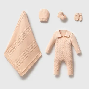 Triko Elvis Bej Bebek 5'li Hastane Çıkış Seti Organik