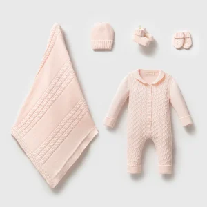 Triko Elvis Pembe Bebek 5'li Hastane Çıkış Seti Organik