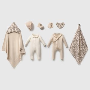 Triko Kahve Leopar Kız Bebek 8'li Hastane Çıkış Seti Organik