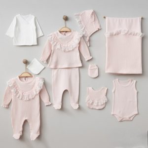 Pembe Jakarlı 10’lu Kız Bebek Hastane Çıkış Seti