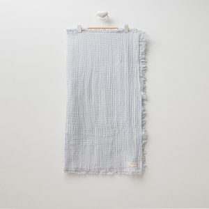 Mavi Püsküllü Bürümcük Multi Müslin Bebek Battaniye